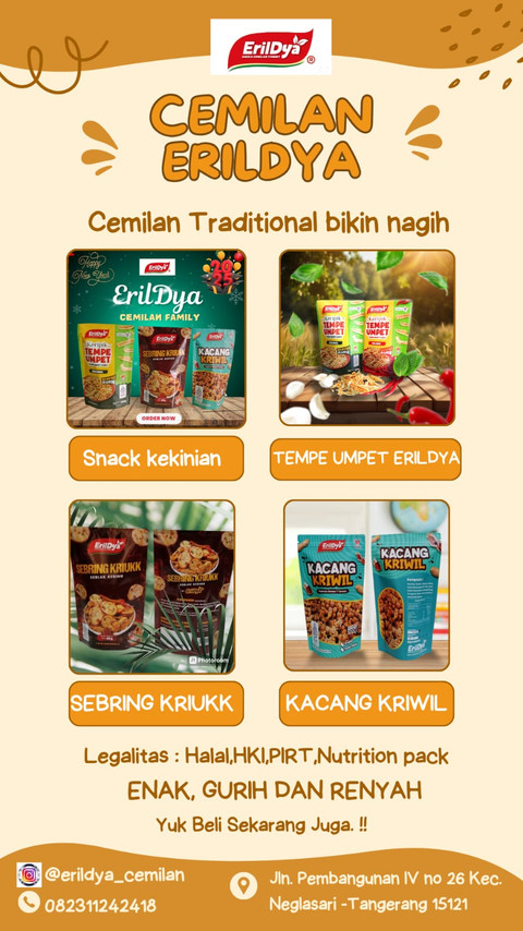 Berbagai produk Erildya Cemilan Family sukses berkat Rumah BUMN binaan BRI. Foto: Dok. BRI