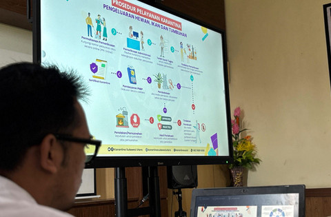 Ilustrasi bagan penjelasan prosedur pelayanan Karantina Pengeluaran Hewan, Ikan dan Tumbuhan.