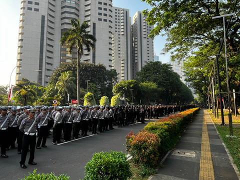 Apel Gelar Pasukan Operasi Kepolisian Terpusat Merdeka Jaya 2025 di Kompleks Gelora Bung Karno, Jakarta Pusat, Sabtu (16/8). Foto: Rayyan/Kumparan