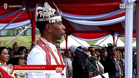 Suasana upacara pengibaran bendera HUT ke-80 RI di Nusantara, Minggu (17/8/2025). Foto: YouTube/ IKN Indonesia