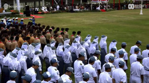 Suasana upacara pengibaran bendera HUT ke-80 RI di Nusantara, Minggu (17/8/2025). Foto: YouTube/ IKN Indonesia