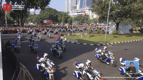 Prosesi kirab Bendera Pusaka tiba di Istana Merdeka, Jakarta, Minggu (17/8/2025). Foto: YouTube/ Sekretariat Presiden
