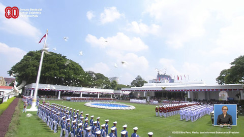 Suasana upacara peringatan HUT ke-80 RI di Istana Merdeka, Jakarta, Minggu (17/8/2025). Foto: YouTube/ Sekretariat Presiden