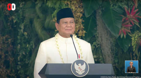 Presiden RI Prabowo Subanto saat upacara peringatan HUT ke-80 RI di Istana Merdeka, Jakarta, Minggu (17/8/2025). Foto: YouTube/ Sekretariat Presiden