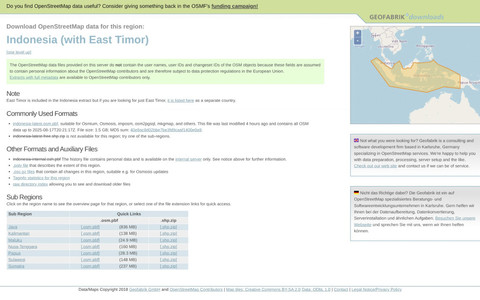 Tangkapan layar unduhan file .osm.pbf di OpenStreetMap. Foto: OpenStreetMap