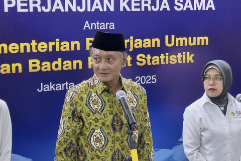 Menteri PU Dody Hanggodo dalam penandatanganan MoU Kementerian PU dengan BPS di Kantor Kementerian PU Jakarta Selatan pada Selasa (19/8/2025). Foto: Argya D. Maheswara/kumparan