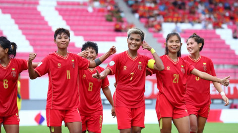 Timnas Wanita Myanmar saat menang di semifinal ASEAN Women's Championship 2025. Foto: Dok. AFF