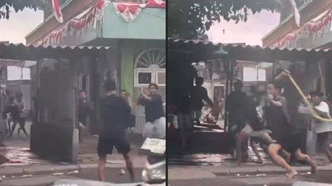 Tangkapan layar tawuran remaja di kawasan Surabaya Utara.
