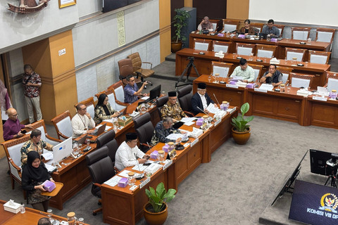 Suasana rapat pembahasan DIM RUU Haji dan Umrah di Komisi VIII DPR RI pada Jumat (22/8/2025). Foto: Abid Raihan/kumparan