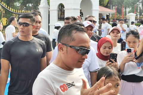Mensesneg Prasetyo Hadi usai Merdeka Run 8.0k di Istana Merdeka Jakarta pada Minggu (24/8/2025). Foto: Luthfi Humam/kumparan