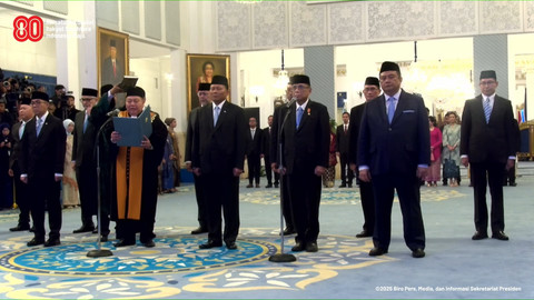 Pelantikan Pejabat Negara, serta Upacara Penganugerahan TKRI di Istana Negara, Jakarta, Senin (25/8/2025). Foto: Youtube/Sekretariat Presiden
