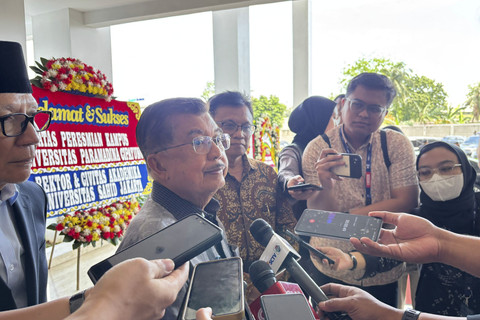 Mantan Wakil Presiden, Jusuf Kalla di Kampus Paramadina Cipayung, Jakarta Timur, Rabu (27/8/2025). Foto: Abid Raihan/kumparan