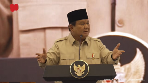 Presiden Prabowo Subianto menyampaikan sambutan saat Pembukaan APKASI Otonomi Expo 2025 di Indonesia Convention Exhibition (ICE) BSD, Tangerang, Jumat (22/8/2025). Foto: Youtube/Sekretariat Presiden
