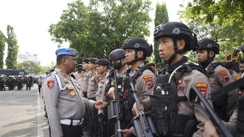 Apel Gelar pasukan pengamanan unjuk rasa di kantor Gubernur Jateng, Kamis (28/8/2025). Foto: Dok. Polrestabes Semarang