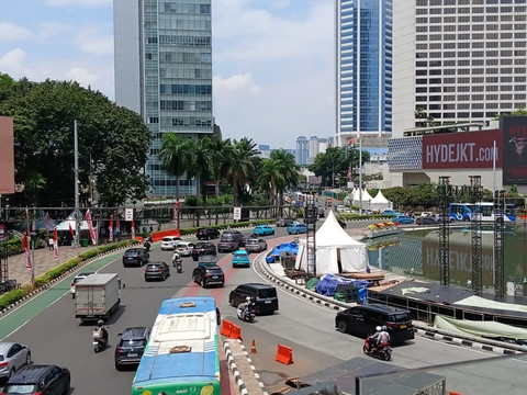 Pantauan Jalan Thamrin-Sudirman Jelang Demo Hari Ini, Lancar Tak Sepadat Biasanya, Jumat (29/8/2025). Foto: Vincentius Mario/kumparan