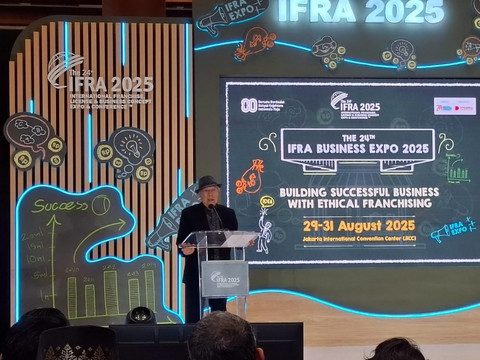 Ketua Asosiasi Franchise Indonesia (AFI) Anang Sukandar dalam acara International Franchise, License, and Business Concept Expo and Conference, di JCC, Jakarta, Jumat (29/8/2025). Foto: Muhammad Fhandra/kumparan