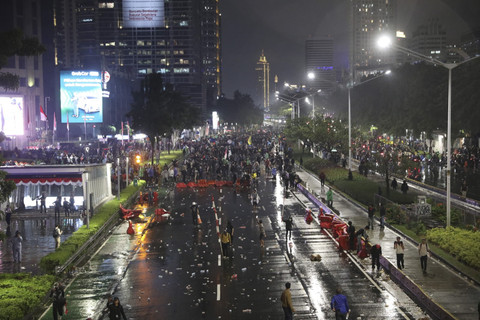Suasana massa aksi di depan Polda Metro Jaya, Jakarta, Jumat (29/8/2025). Foto: Aditia Noviansyah/kumparan