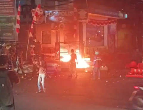 Demo di depan Gedung DPRD Kabupaten Cianjur, Jawa Barat berakhir ricuh, Sabtu (30/8/2025) dok Istimewa