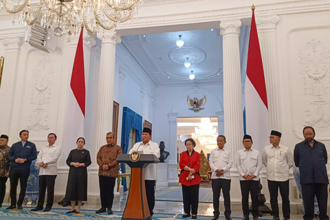 Presiden Republik Indonesia Prabowo Subianto dalam konferensi pers di Istana Merdeka, Jakarta Pusat, Minggu (31/8). Foto: Zamachsyari/kumparan