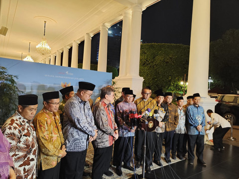 Tokoh lintas agama usai pertemuan dengan Presiden Prabowo Subianto di Istana Negara Jakarta pada Senin (1/9/2025). Foto: Luthfi Humam/kumparan