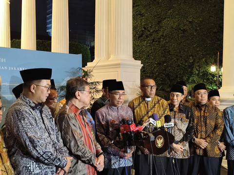 Tokoh lintas agama usai pertemuan dengan Presiden Prabowo Subianto di Istana Negara Jakarta pada Senin (1/9/2025). Foto: Luthfi Humam/kumparan