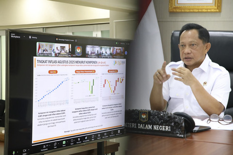 Mendagri Tito Karnavian memimpin Rakor Stabilisasi Harga Beras di 214 Pemerintah Daerah yang berlangsung secara virtual dari Jakarta, Kamis (4/9/2025). Foto: Kemendagri RI