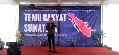 Penyampaian orasi Temu Rakyat Sumatera di Desa Sripendowo, Lampung Timur | Foto: Taufik H/Lampung Geh.