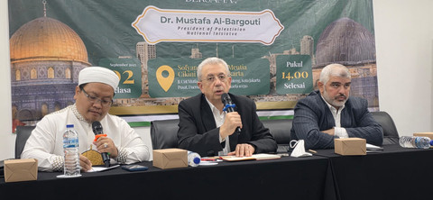 Kunjungan tokoh nasional Palestina, Dr Mustafa Bargouti, di Indonesia Foto: Fahmi Salim
