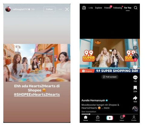 Raffi Ahmad dan Aurelie Hermansyah ikut mengomentari iklan terbaru Shopee bersama Hearts2Hearts. Foto: dok. Istimewa