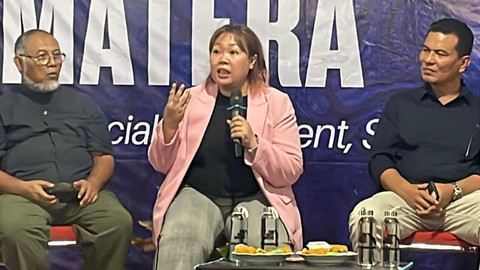 Bambang, Inayah, dan Faisal pemantik sarasehan Temu Rakyat Sumatra. | Foto : Taufik H/Lampung Geh