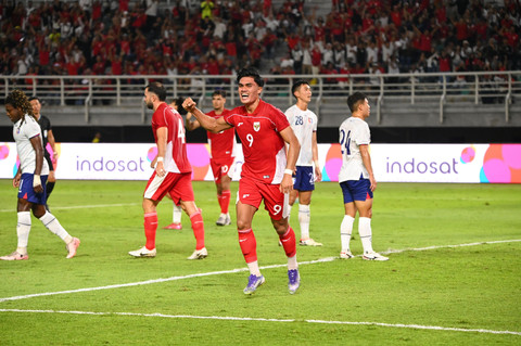 Selebrasi Ramadhan Sananta saat laga Timnas Indonesia vs Taiwan dalam FIFA Matchday di Stadion Gelora Bung Tomo, Surabaya, Jawa Timur, Jumat (5/9/2025). Foto: Imam Santoso/kumparan
