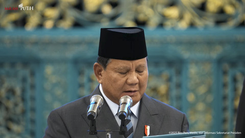 Presiden Prabowo Subianto melantik Menteri dan Wakil Menteri Kabinet Merah Putih sisa masa jabatan 2024-2029 di Istana Negara, Jakarta, Senin (8/9/2025). Foto: YouTube/ Sekretariat Presiden