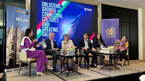 Para agensi atau tour operator dan perwakilan Thai Airways dalam acara "Unlocking Growth, Connecting Cultures and Creating Sales" Thai Airways yang digelar pada Selasa (9/9/2025). Foto: Gitario Vista Inasis/kumparan