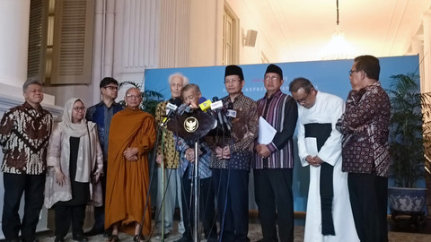 Konferensi pers Menag Nasaruddin Umar dan tokoh lintas agama di Istana Negara, Jakarta Pusat, Kamis (11/9/2025). Foto: Zamachsyari/kumparan
