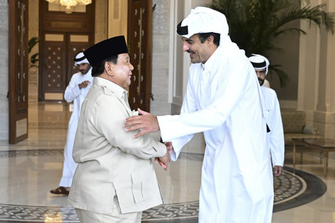Presiden Republik Indonesia, Prabowo Subianto melakukan pertemuan resmi dengan Emir Qatar, Syekh Tamim bin Hamad Al-Thani pada Jumat (12/9/2025). Foto: Cahyo - Biro Pers Sekretariat Presiden