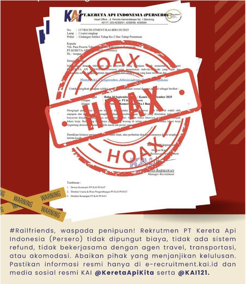 Waspada Penipuan Berkedok Rekrutmen Pegawai KAI, Begini Modusnya