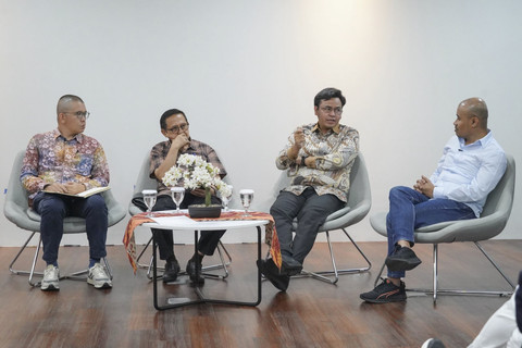 Diskusi Katadata Policy Dialogue dengan tema Deal Tarif Dagang Trump-Prabowo: Siapa Untung dan Apa Dampaknya yang dihadiri Sekretaris Kementerian Koordinator Bidang Perekonomian Susiwijono Moegiarso. Foto: Dok. Katadata