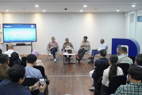 Diskusi Katadata Policy Dialogue dengan tema Deal Tarif Dagang Trump-Prabowo: Siapa Untung dan Apa Dampaknya yang dihadiri Sekretaris Kementerian Koordinator Bidang Perekonomian Susiwijono Moegiarso. Foto: Dok. Katadata