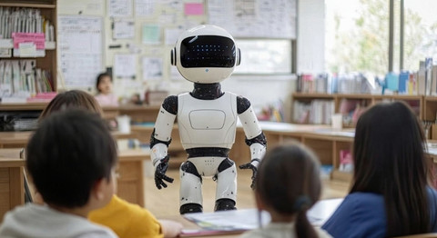 Ilustrasi Robot AI mengajar anak-anak. Foto: Shutterstock