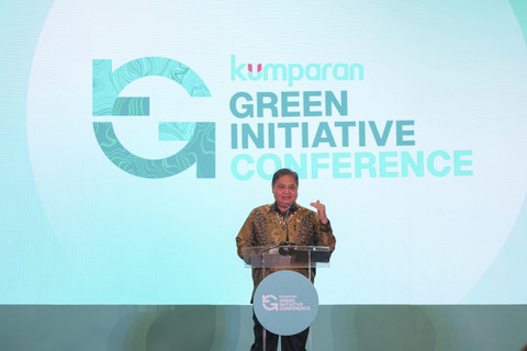 Menko Perekonomian Airlangga Hartarto menyampaikan sambutan dalam kumparan Green Initiative Conference 2025 di Hotel Borobudur, Jakarta, Rabu (17/9/2025). Foto: Wahyu