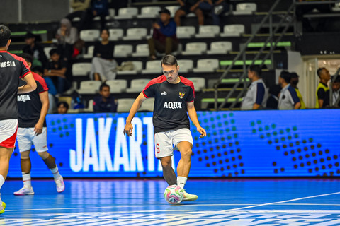 Samuel Eko Tampubolon jelang laga Timnas Futsal Indonesia vs Tanzania dalam ajang 4 Nations Cup di Hall Basket GBK, Senayan, Jakarta, pada 18 September 2025. Foto: kumparan/Abi Suryadi