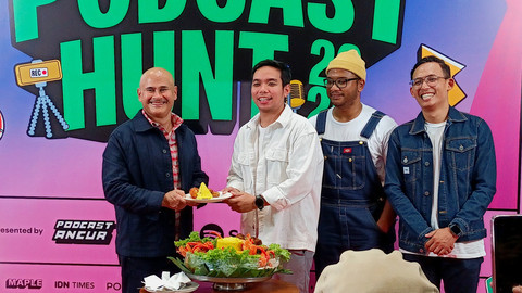 Konferensi pers Podcast Hunt 2025 di Kawasan Kemang, Jakarta Selatan.   Foto: Aprilandika Pratama/kumparan