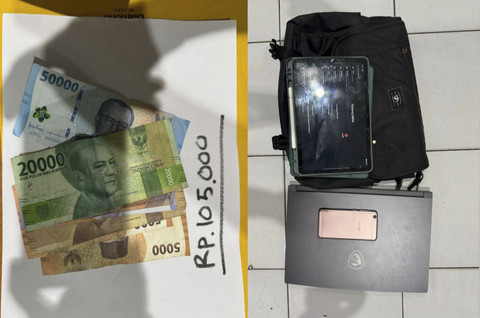 Barang bukti kasus pencurian di Sebuah Kosan di Benhil, Jakarta Pusat. Foto: Dok. Istimewa