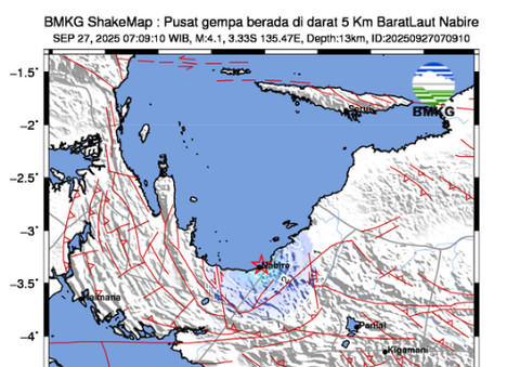 Gempa guncang Nabire, Sabtu (27/9). Dok. BMKG