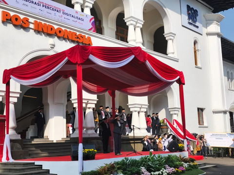 Menteri Komdigi Meutya Hafid di Upacara Hari Bhakti Postel, Sabtu (27/9). Foto: Linda Lestari/kumparan