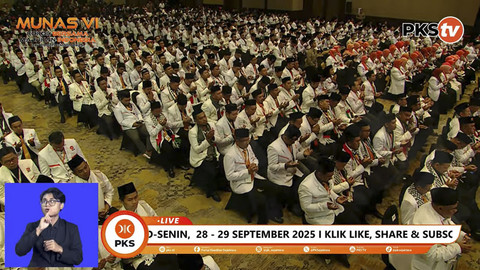 Suasana penutupan Musyawarah Nasional VI Partai Keadilan Sejahtera (PKS) di Hotel Sultan, Jakarta, Senin (29/9/2025). Foto: YouTube/ PKSTV