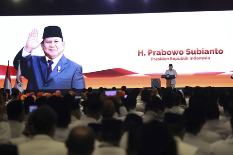 Presiden RI Prabowo Subianto menyampaikan pidato pada penutupan Munas VI Partai Keadilan Sejahtera di Jakarta, Senin (29/9/2025). Foto: Jamal Ramadhan/kumparan