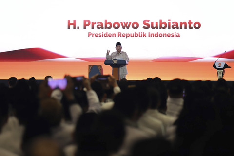 Presiden RI Prabowo Subianto menyampaikan pidato pada penutupan Munas VI Partai Keadilan Sejahtera di Jakarta, Senin (29/9/2025). Foto: Jamal Ramadhan/kumparan