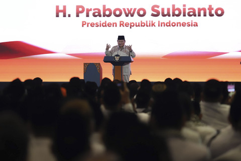 Presiden RI Prabowo Subianto menyampaikan pidato pada penutupan Munas VI Partai Keadilan Sejahtera di Jakarta, Senin (29/9/2025). Foto: Jamal Ramadhan/kumparan