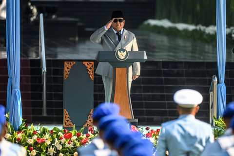 Presiden Prabowo Subianto memimpin upacara peringatan Hari Kesaktian Pancasila di Monumen Pancasila Sakti, Lubang Buaya, Jakarta, Rabu (1/10/2025). Foto: Hafidz Mubarak A/ANTARA FOTO